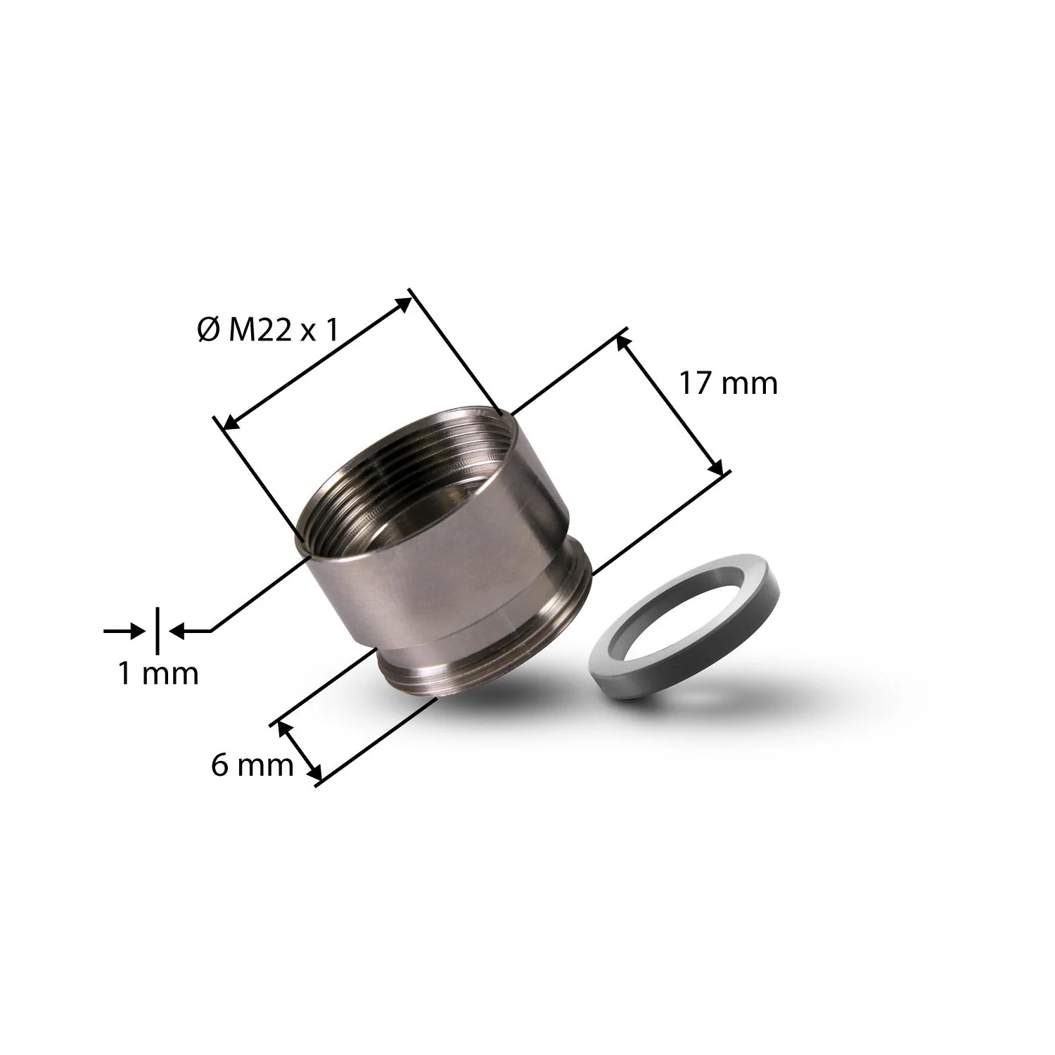 Alb Filter Gewindeadapter M22. Dünnwandige Buchse mit Dichtung | Edelstahl - Image 6